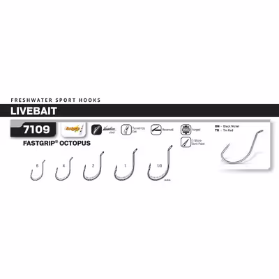 قلاب ماهیگیری وی ام سی کد 7109 سایز TR 1 بسته 10 عددی