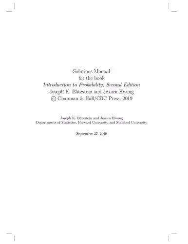 خرید و دانلود نسخه کامل کتاب Instructor’s Solutions Manual for Introduction to Probability (2nd edition)