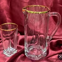 پارچ لیوان گلکسی لب طلا