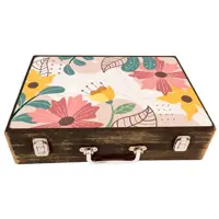 جعبه هدیه چوبی مدل چمدان طرح بهاری کد WSL530  