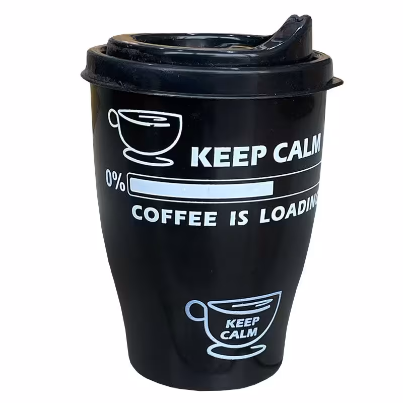 لیوان قهوه طرح coffee is loading مشکی