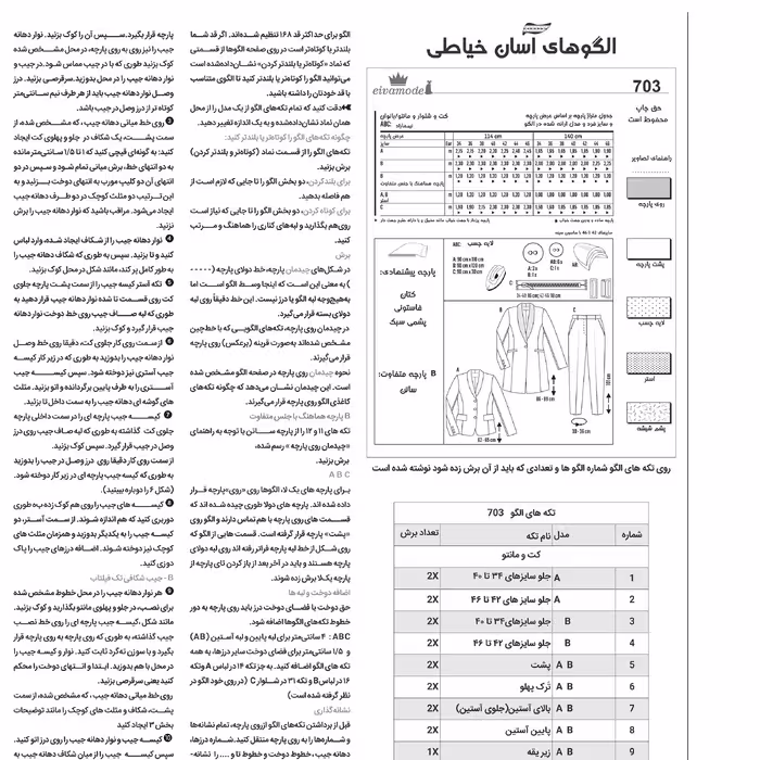 الگو مدل کت و شلوار و مانتو بانوان سایز 34 تا 46 متد مولر کد 45