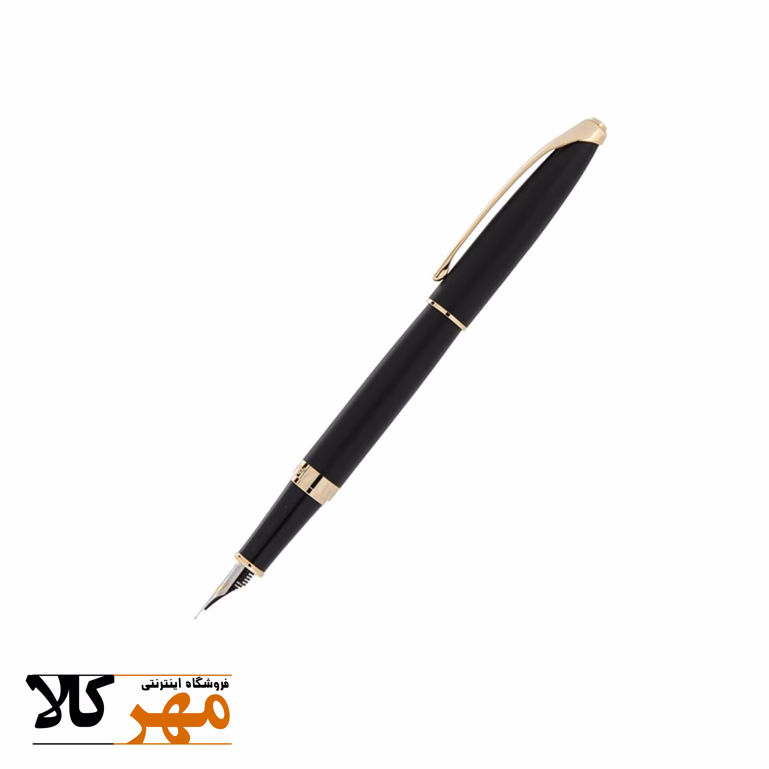 قلم خودنویس مشکی مات گیره زرد EUROPEN مدل RING