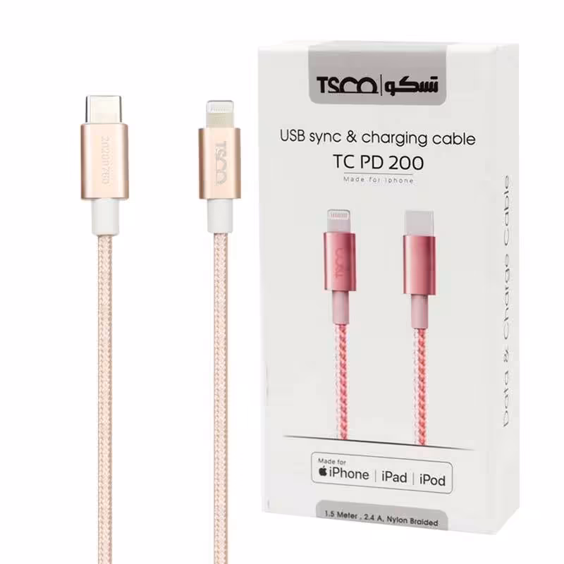 کابل تبدیل فست شارژ TSCO TC PD200 Type-C to Lightning 2.4A 1.5m