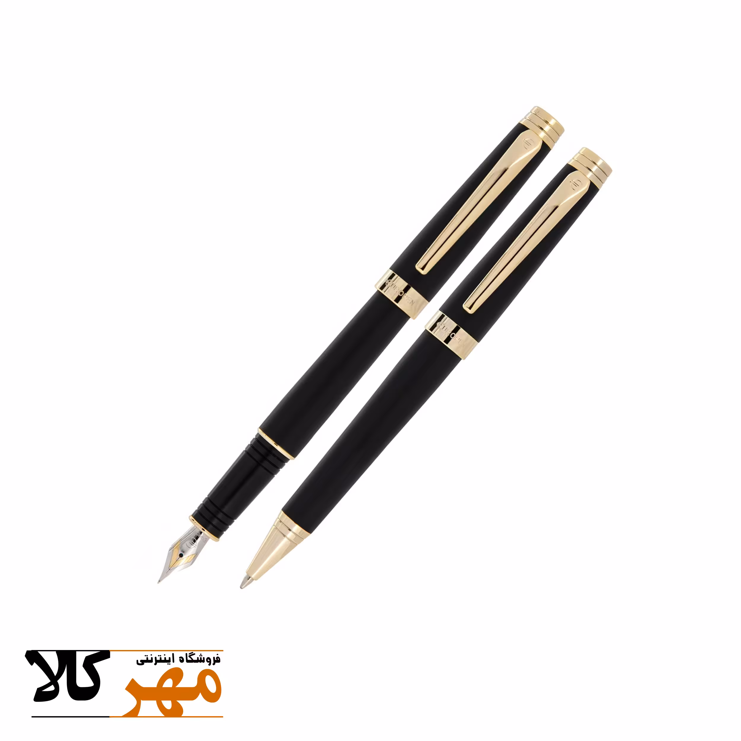 قلم ست خوکار و خودنویس رنگ مشکی گیره زرد EUROPEN مدل ROOK