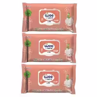 دستمال مرطوب کودک وی کر مدل عصاره جوانه گندم و روغن بادام 3 بسته 72 عددی