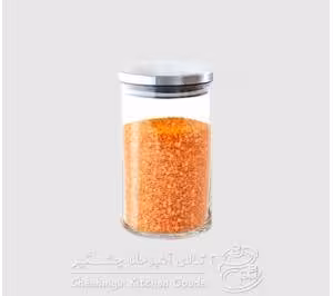 بانکه استوانه شیشه ای درب بامبو سایز 1 کد 81020