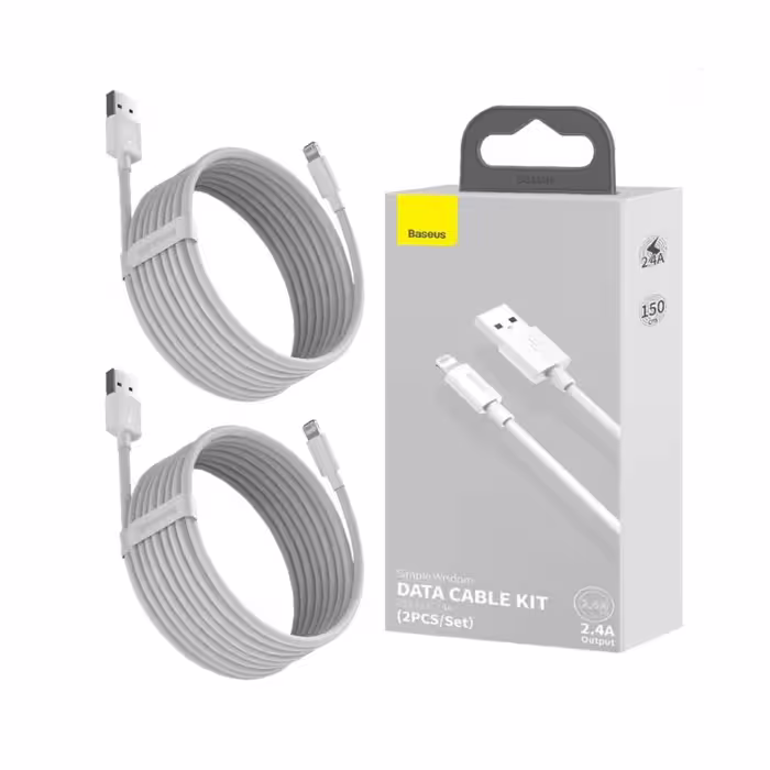 کابل USB به لایتنینگ باسئوس مدل TZCALZJ-02 طول 1.5 متر مجموعه 2 عددی