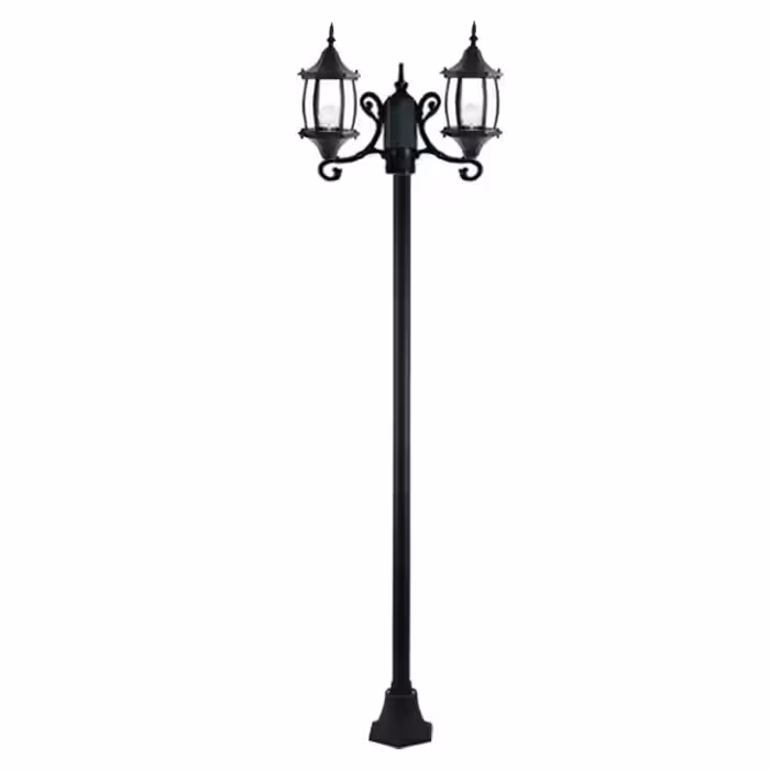 چراغ حیاطی ایستاده دو شاخه با طول 2.6 متر شفق مدل تینا کد 3619