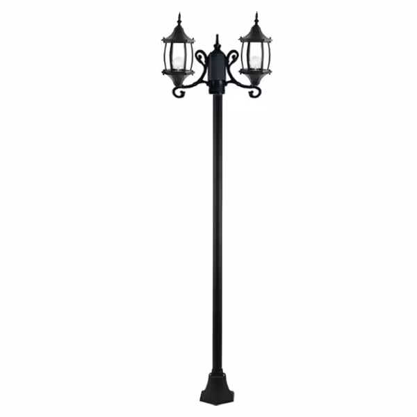 چراغ حیاطی ایستاده دو شاخه با طول 2.6 متر شفق مدل تینا کد 3619