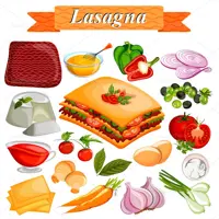 وکتور مواد اولیه لازانیا | گرافیک با طعم تربچه