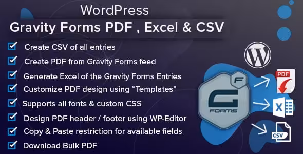 دانلود افزونه WordPress Gravity Forms PDF Excel &amp; CSV