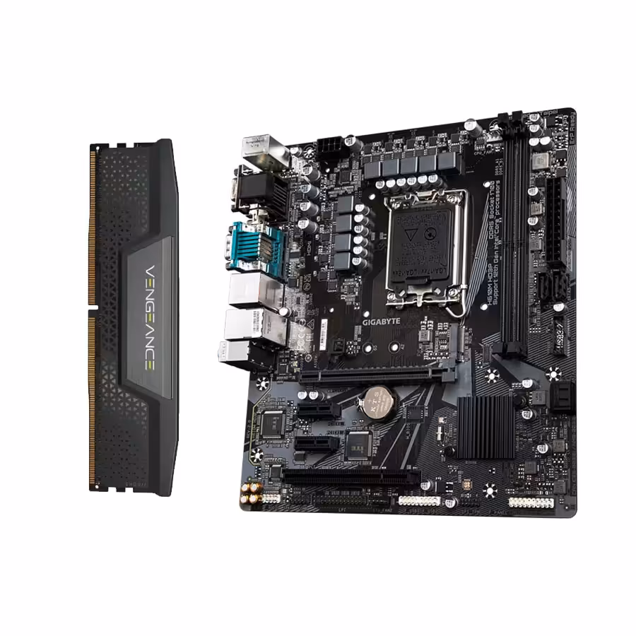 مادربرد گیگابایت H610M HD3P (rev. 1.0) DDR5 به همراه رم کورسیر VENGEANCE 16GB 5200MHz CL40 DDR5