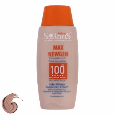 کرم ضد آفتاب رنگی آردن سولاریس SPF100 مدل Max Newgen، مناسب پوست‌های حساس، حجم 100 میلی‌لیتر