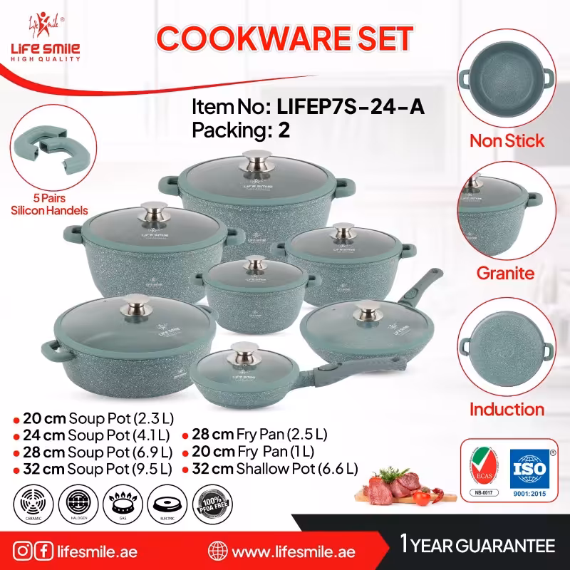 سرویس قابلمه گرانیتی لایف اسمایل 24پارچه مدل LIFEP7S-24-A