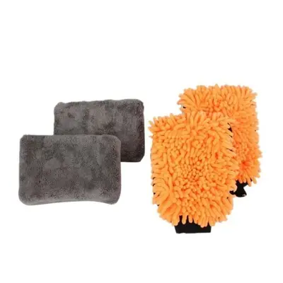 اسفنج و دستکش میکروفایبر مدل Mitt Sponge مجموعه 4 عددی