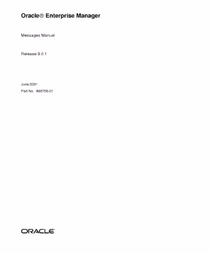 خرید و دانلود نسخه کامل کتاب Oracle Enterprise Manager. Messages Manual (Part No. A88758-01) (Release 9.0.1)