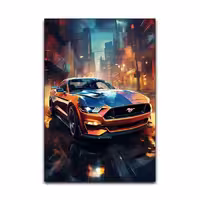 تابلو شاسی گوفی مدل ماشین فورد موستانگ طرح Mustang کد ORNG84 | دنیای قاب