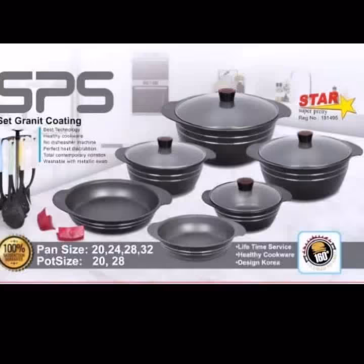سرویس قابلمه چدن  19  پارچه  گرانیتی اس پی اس با قابلمه  32 وتابه اضافه 