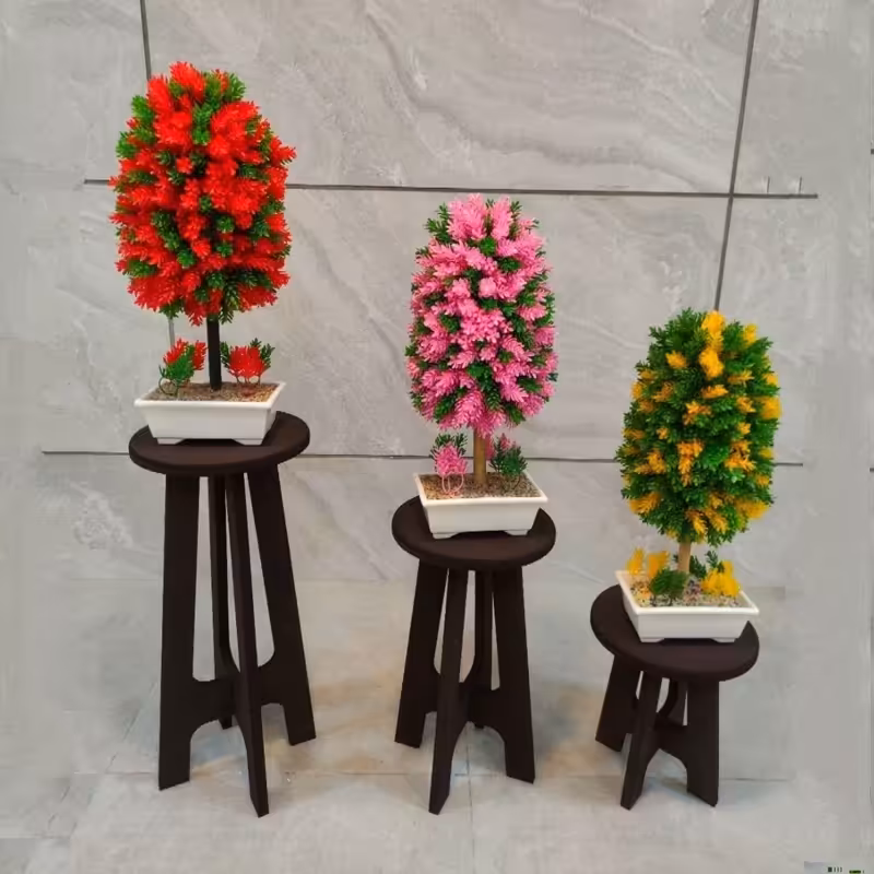 استند چهار پایه گلدان رنگ قهوه ای
