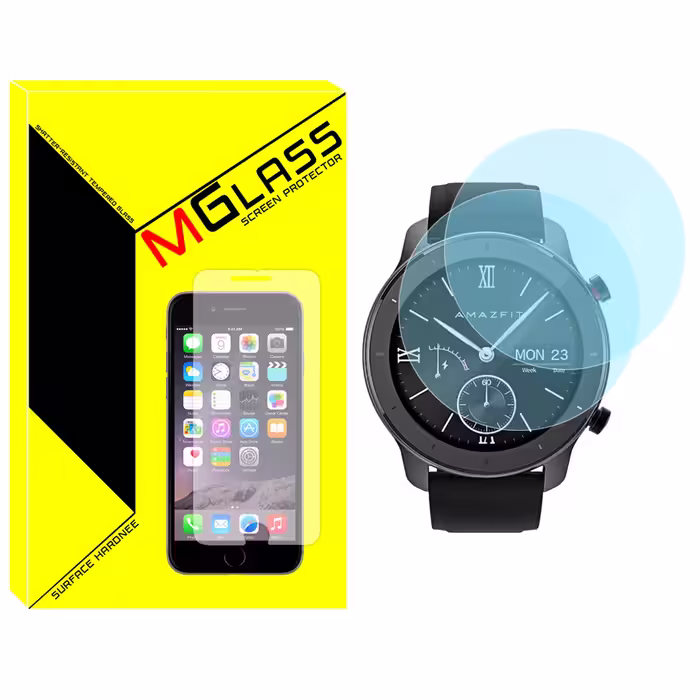 محافظ صفحه نمایش شیشه‌ای ام گلس مدل SH-MG مناسب برای ساعت هوشمند امازفیت GTR 42mm بسته دو عددی