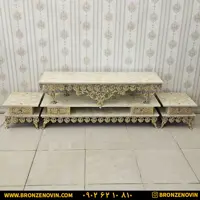 میز تلویزیون برنزی طول 140 با جا باندی مدل گل رز سنگین کد 9522