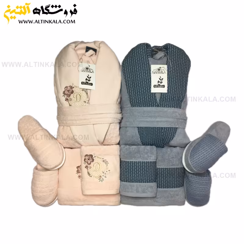 سرویس حوله عروس و داماد 10تکه گلدوزی سه بعدی برند NARMILA