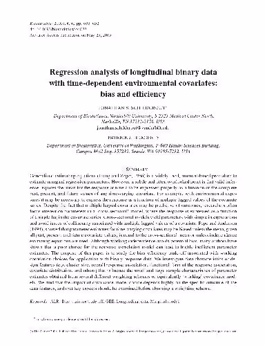 خرید و دانلود نسخه کامل کتاب Regression analysis of longitudinal binary data with time-dependent environmental covariates bias an