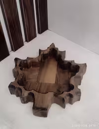ظرف شکلات خوری و تنقلات و اردو خوری طرح برگ چوبی چوب گردو | hesamwood