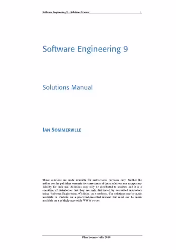 خرید و دانلود نسخه کامل کتاب Software Engineering 9: Solutions Manual