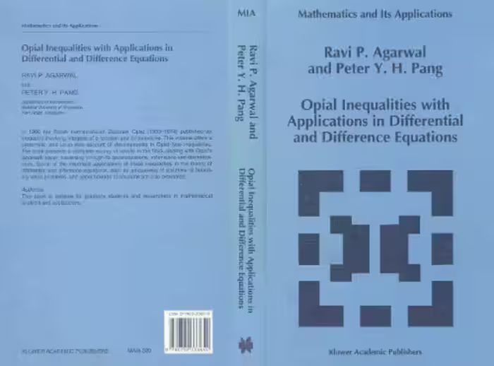 خرید و دانلود نسخه کامل کتاب Opial Inequalities with Applications in Differential and Difference Equations