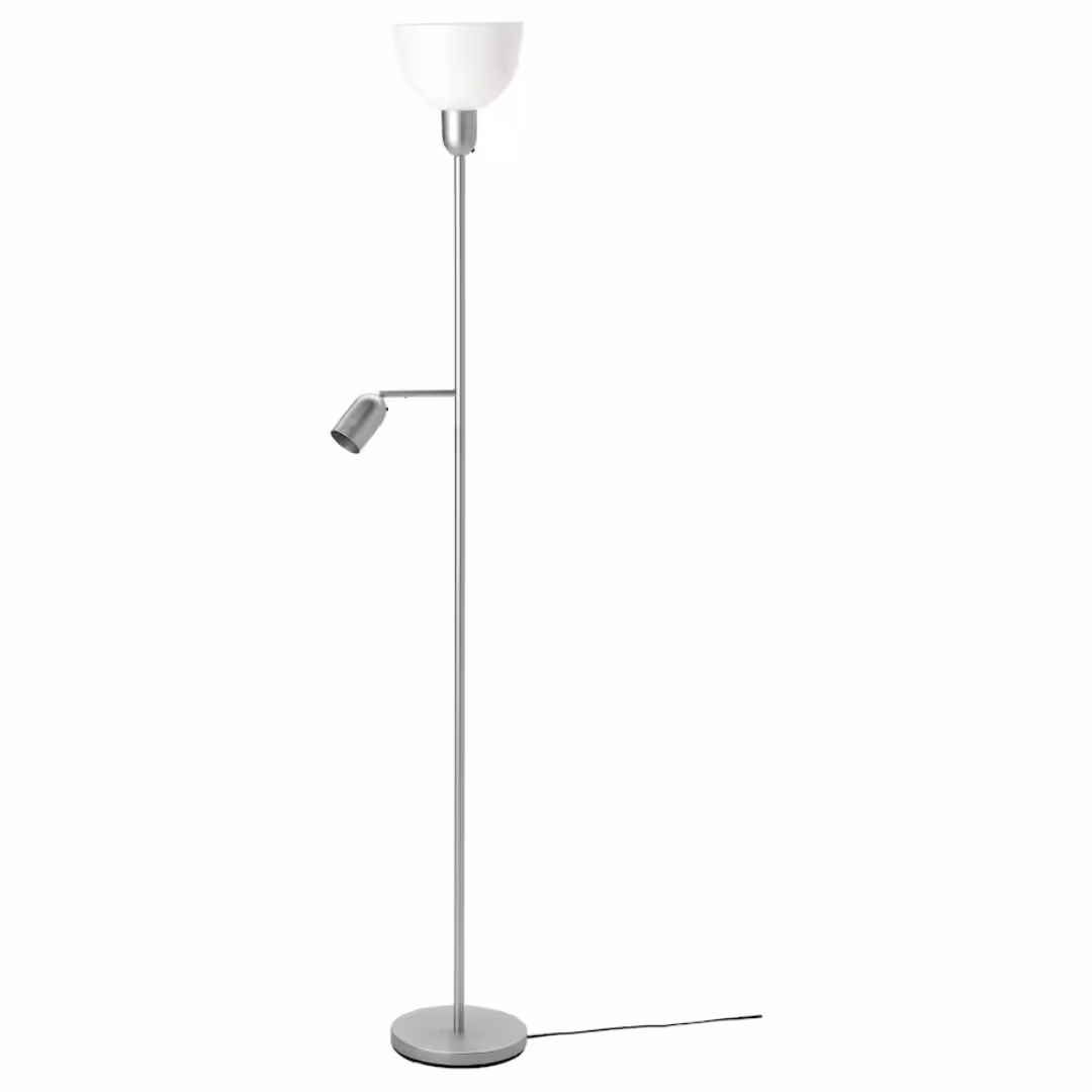 آباژور ایستاده و چراغ مطالعه و روشن کننده زمین آیکیا مدل HEKTOGRAM. نقره ای و سفید رنگ. کد محصول 904.777.19