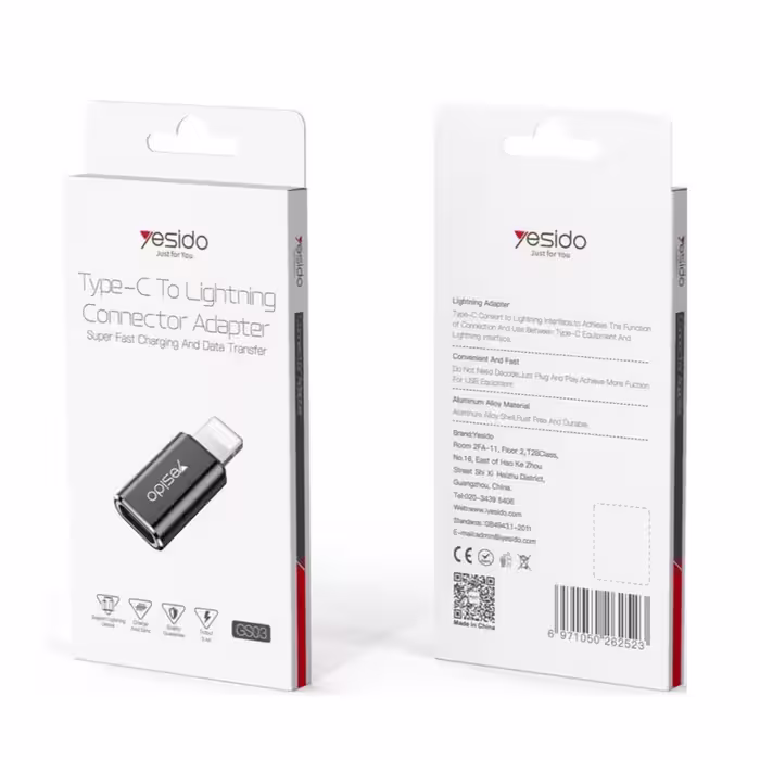 مبدل USB-C به لایتنینگ یسیدو مدل GS03