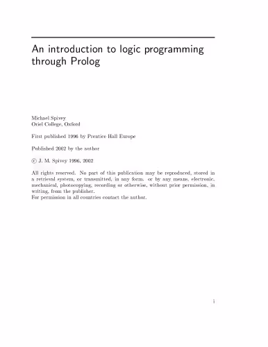خرید و دانلود نسخه کامل کتاب An Introduction to Logic Programming Through Prolog