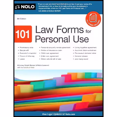 کتاب 101 Law Forms for Personal Use اثر Robin Leonard J.D. and Ralph Warner Attorney انتشارات NOLO