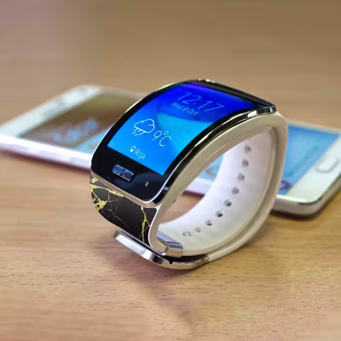 برچسب ماهوت طرح Graphite_Gold_Marble مناسب برای ساعت هوشمند سامسونگ Galaxy Gear S