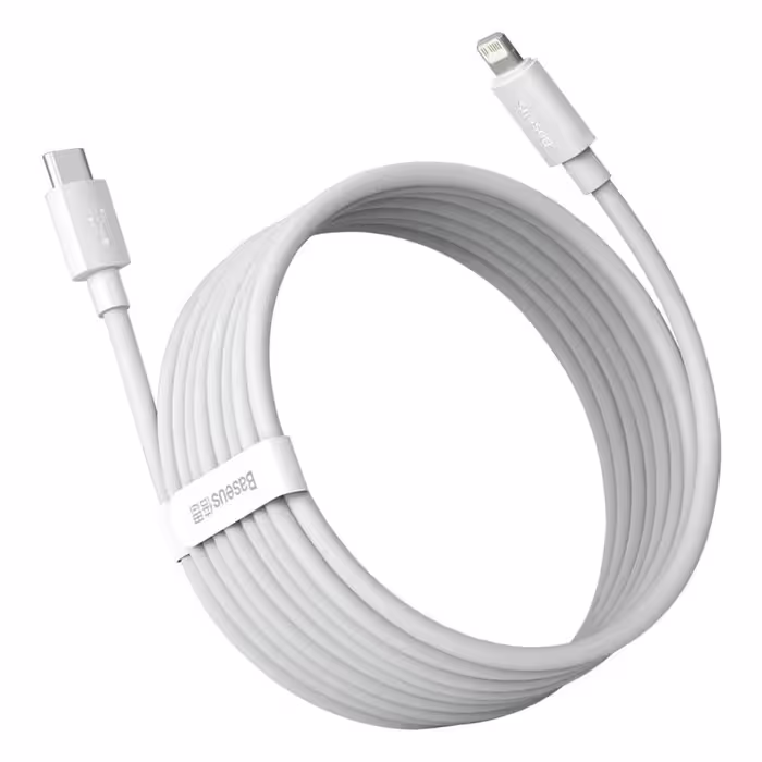 کابل تبدیل USB-C به لایتنینگ باسئوس مدل Simple Wisdom طول 1.5 متر بسته 2 عددی
