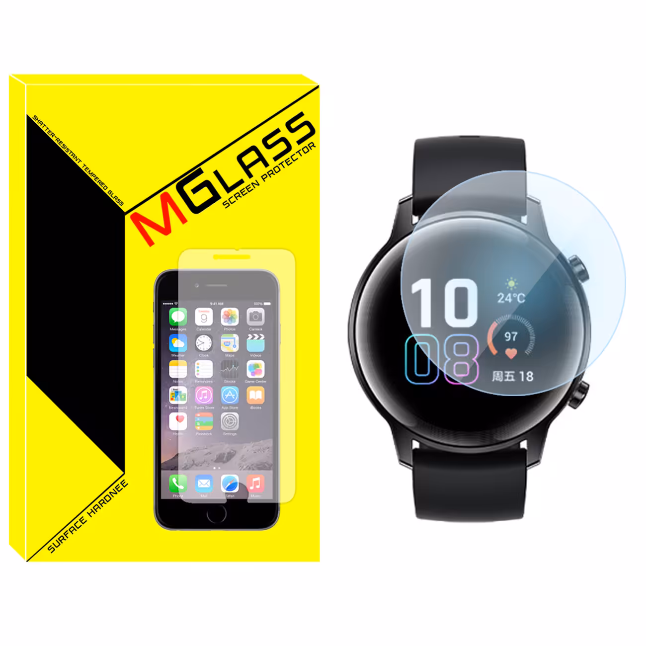 محافظ صفحه نمایش شیشه‌ای ام گلس مدل SH-MG مناسب برای ساعت هوشمند آنر Magic 2 42mm