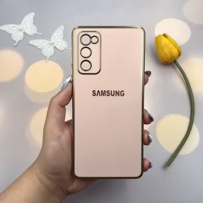 قاب گوشی Galaxy S20 FE سامسونگ ژله ای مای کیس طرح دور طلایی رنگ گلبهی کد 50603