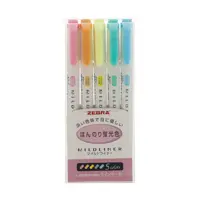 ماژیک علامت گذار دو سر زبرا مدل Mildliner طرح Fluorescent Colors بسته 5 عددی