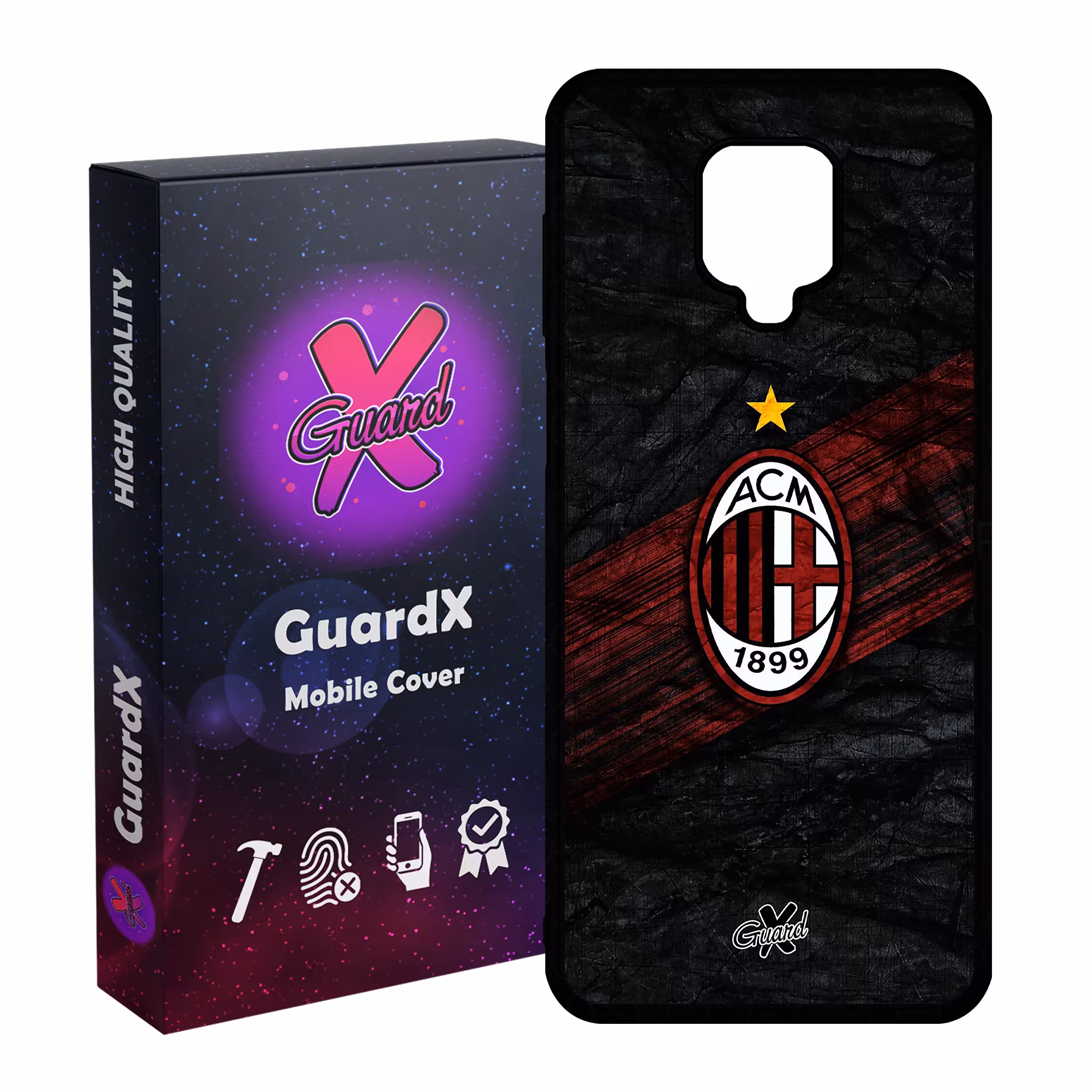 کاور گارد ایکس طرح AC Milan مدل Glass10057 مناسب برای گوشی موبایل شیائومی Redmi Note 9S / Note 9 Pro / Note 9 Pro Max