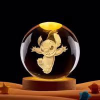 چراغ خواب مدل گوی کریستالی سه بعدی طرح استیچ قطر 6