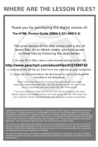 خرید و دانلود نسخه کامل کتاب The HTML Pocket Guide
