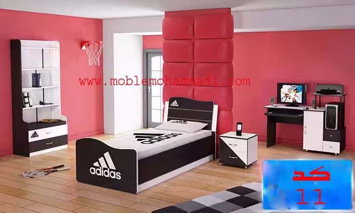سرویس خواب نوجوان و جوان کد 11 شامل تخت/میزتحریر/دکور/پاتختی