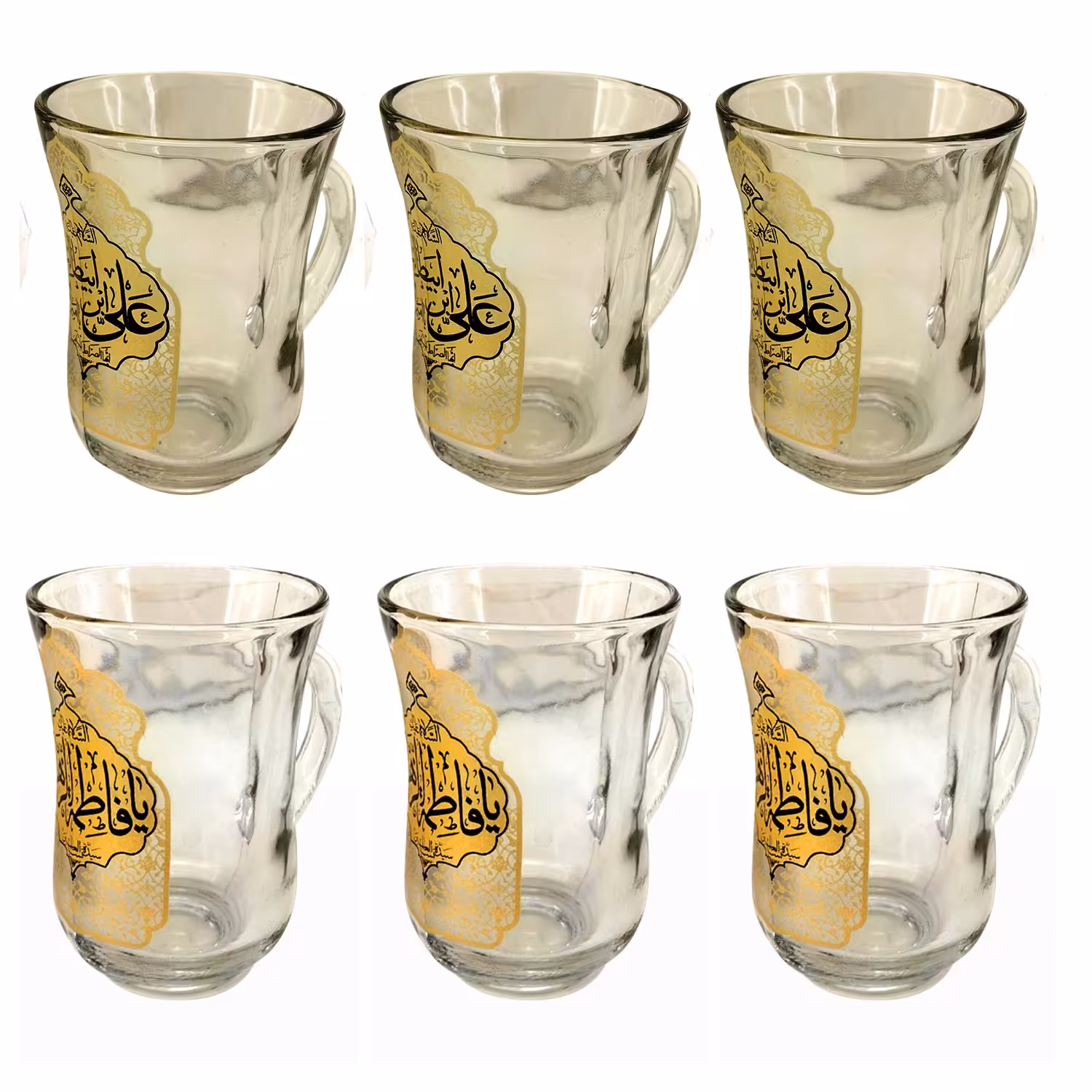 102529-استکان کمرباریک دسته دار بزرگ یاعلی ع-یازهرا س-6 تایی