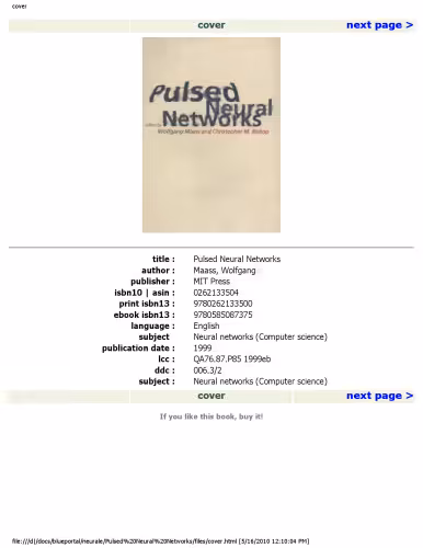 خرید و دانلود نسخه کامل کتاب Pulsed Neural Networks