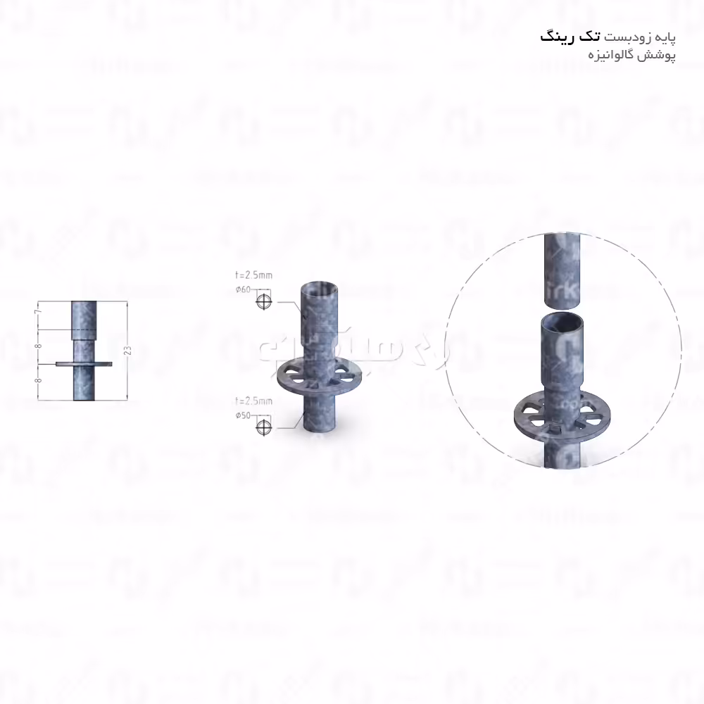 پایه زودبست گالوانیزه تک رینگ