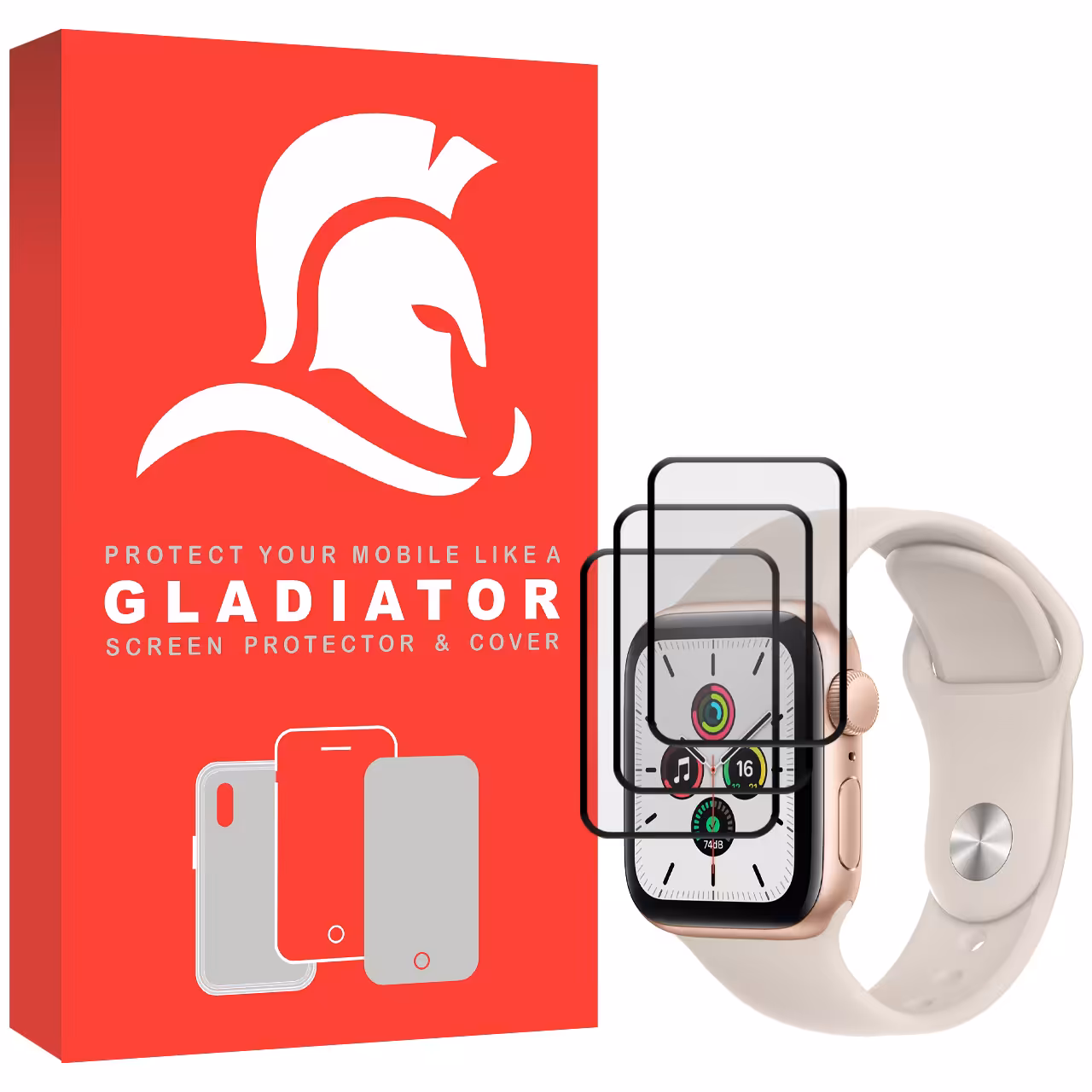 محافظ صفحه نمایش گلادیاتور مدل GWP3000 مناسب برای ساعت هوشمند اپل Iwatch 7 SE 40mm بسته سه عددی