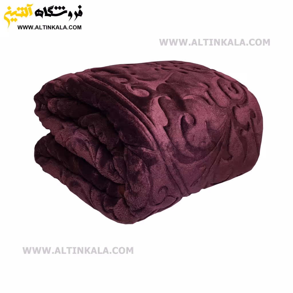 پتو گلبافت برجسته یکنفره رنگ ارغوانی سایز 160×220
