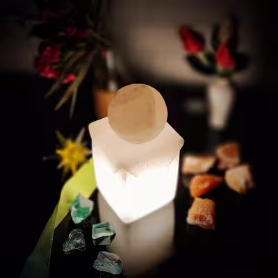 آباژور سنگ نمک مدل گـوی و مـکعب بـرجسته کد 438